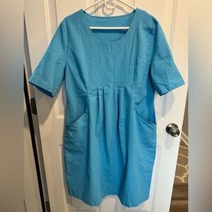 Women's XL, blue, cotton/polyester dress with pockets